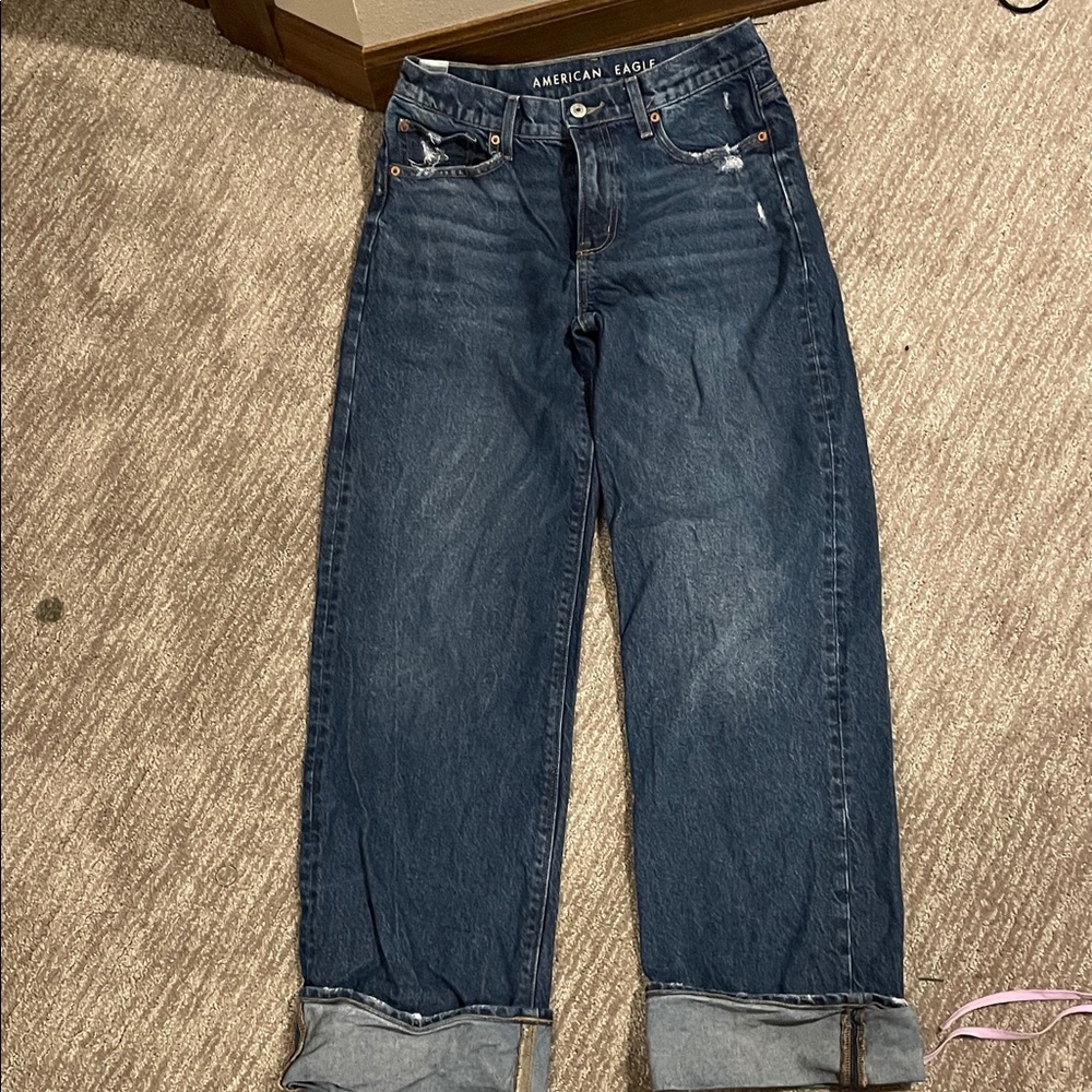 American Eagle Outfitters Dark Blue Straight Leg Jeans